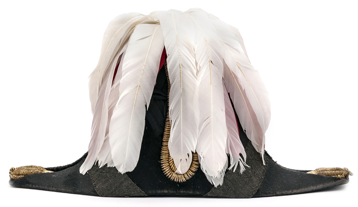 A late 19th Century Staff officer’s cocked hat, bullion tassels fore and aft, loop of four bullions,