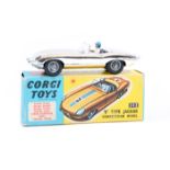 Corgi Toys ‘E’ Type Jaguar Competition Model (312). A silver vacuum plated example, RN2, black