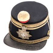 An officer’s 1861 pattern quilted shako of The 82nd (Prince of Wales’s) Volunteers, patent leather