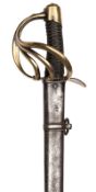 A French Model An XIII heavy cavalry trooper’s sword, straight double fullered blade 37½”,