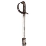 An early Victorian 1821 pattern heavy cavalry officer’s sword, curved, pipe backed blade 36" ,