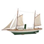 An old model of the Italian Steam Yacht ‘Electra’. A model based on the yacht owned by Marconi in