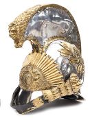 †An officer’s 1828 pattern helmet of the South Salopian Yeomanry, silver plated skull and comb, gilt