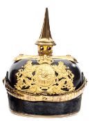 †A good Bavarian M1886 One Year Volunteer’s officer quality pickelhaube, fully gilt mounted