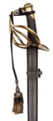 †A French M1854 Carabinier’s sword, straight double fullered blade 39”, marked “Mre Impale de