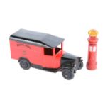 2 Dinky Toys. Royal Mail Van 34b. Example in red with black roof, 2/3 of bonnet black, black