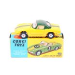 Corgi Toys Lotus Elan Coupe – with detachable chassis 319. In bright yellow with dark green roof and