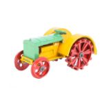 A scarce Meccano Dinky Toys Farm Tractor 22e. An example in green, yellow and red, with hook. VGC