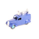 Dinky Toys Loud Speaker Van 34c. In bright blue with silver loud speaker, mid blue ridged wheels and