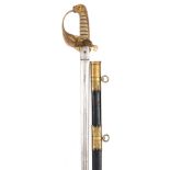 An interesting Vic RN sword with broadsword blade, presumably for Scottish officer, traditional