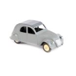 French Dinky Toys Citroen 2cv 24t. Dark grey body with satin darker grey roof, early example with