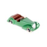 Dinky Toys Alvis Sports Tourer 38d. Green body, brown seats and tonneau, screen, closed steering