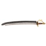 A mid 18th century infantry hanger, slightly curved blade 23½”, with back fuller, ‘Running Wolf’