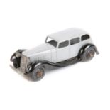 Dinky Toys Armstrong Siddeley 36a. In grey with black closed chassis, black ridged wheels with black