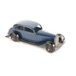 Dinky Toys Rolls Royce 30b. In dark blue with black closed chassis, ridged black wheels and black
