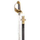 A scarce Vic RN officer’s pattern sword of the Royal Dockyard Battalion, slightly curved, fullered