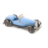 Dinky Toys British Salmson 2 seater open sports car 36e. An example in powder blue with black closed