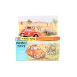 A Corgi Toys Volkswagen 1200 in East African Safari Trim (256). Orange body, RN18 East African Rally