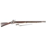 A very good 10 bore India Pattern Brown Bess flintlock musket, 55” overall, barrel 39” with good