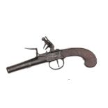 A 55 bore cannon barrelled flintlock boxlock pocket pistol by Ketland & Co, c 1785, 8” overall, turn