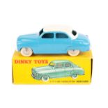 French Dinky Toys Simca 9 Aronde 24U. A second type with ‘shark’ grille in sky blue with white roof,