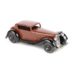 Dinky Toys Humber Vogue 36c. In dark chocolate brown with black closed chassis, smooth wheels with