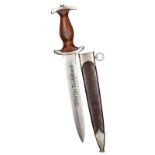 A Third Reich SA dagger, by the rare maker Johanniswerk, Bayreuth, with nickel silver mounts, the
