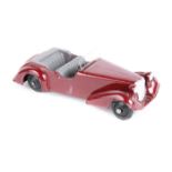 Dinky Toys Alvis Sports Tourer 38d. In maroon with grey seats and tonneau, open steering wheel,