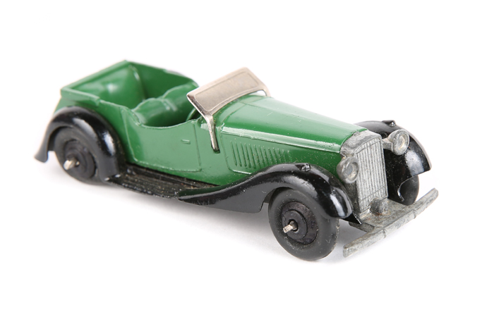 Dinky Toys British Salmson Four seater sports tourer 36f. In dark green with tinplate screen, open