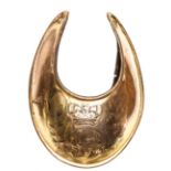 A Geo officer’s gilt universal pattern gorget engraved crown and GR within laurel branches,