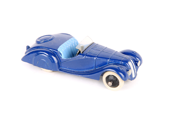 Dinky Toys Frazer Nash BMW Sport 38a. An example in dark blue with light blue seats, solid