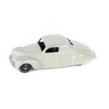 Dinky Toys Lincoln Zephyr Coupe 39c. In light grey, with black ridged wheels, black tyres and