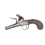 A 120 bore cannon barrelled flintlock boxlock pocket pistol by Joyner, London, c 1770, 6” overall,