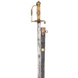 A late 18th century naval officer’s 5 ball hilted spadroon, 17th cent DE blade 28½”, with shallow