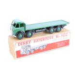 Dinky Supertoys Foden DG Flat Truck 502. An early example in dark green with silver flash, black