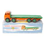 Dinky Supertoys Foden Flat Truck (902). Orange cab and chassis with mid green loadbed and wheels,