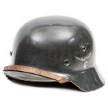 A Third Reich M35 Luftwaffe steel helmet, with smooth grey finish, early type Luftwaffe eagle