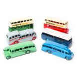 A small quantity of repainted Dinky Toys buses and coaches. Including double deck buses in both
