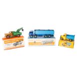 3 Dinky Toys. A Supertoys Foden 14-Ton Tanker (504). 1st type DG cab and chassis in dark blue, no