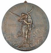 Union Nationale des Societes de Tir de France, cast bronze plaque, signed H. Dubois, for