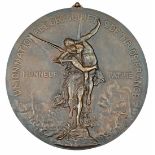 Union Nationale des Societes de Tir de France, cast bronze plaque, signed H. Dubois, for