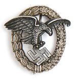 A Third Reich Luftwaffe Observer’s badge, of heavy good quality construction, with maker’s mark “