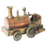 A small 3" gauge brass and copper live steam ‘Dribbler’ 2-2-0 four wheeled two-cylinder