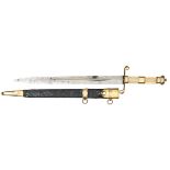 A naval officer’s dirk c 1795, shallow diamond section blade 13½”, with pronounced central fuller,