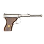 A good .177” German Dolla Mk II pop out air pistol, by J G Anschutz, bright nickel plated with