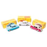 11 Dinky Toys by Norev/Atlas Editions. Morris Oxford Saloon (159) in cerise and cream. Ford Zephyr