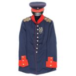 An Imperial German officer’s peaked cap and tunic of the 176th Regiment, c 1914, blue cloth cap with