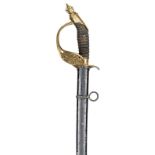 An Imperial German senior officer’s service sword, plain, plated slightly curved, fullered blade