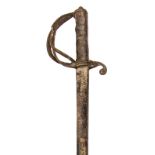 An 1853 pattern Light Cavalry sword in excavated condition from the Crimea, a rivetted brass label