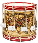 A very well painted George V brass side drum of the 2nd Battalion the Seaforth Highlanders (Ross-